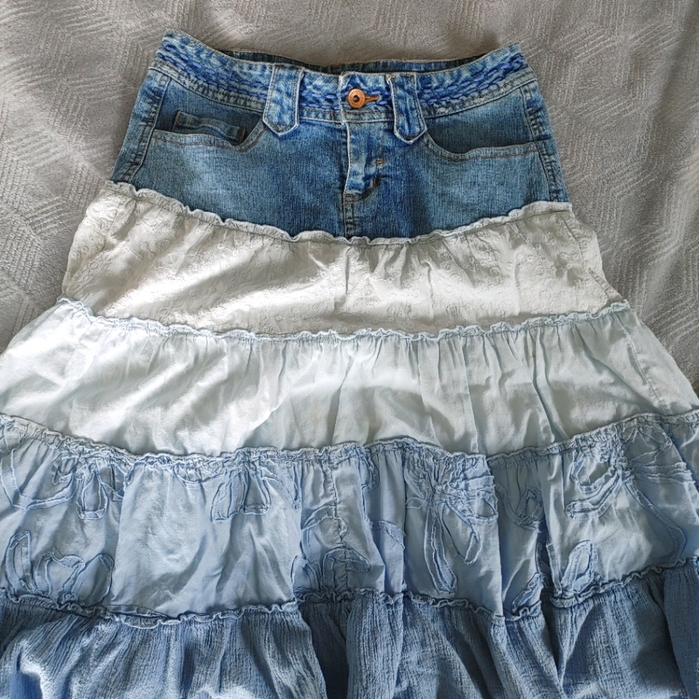 Boho Hippy Jean Skirt